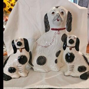 Staffordshire Dog Figurine Set with Black Spots